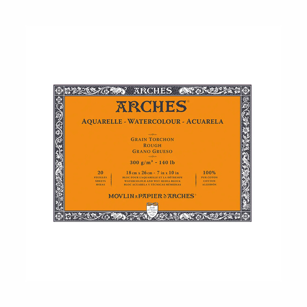Bloco de Papel para Aquarela Arches TT 300g/m² 18X26cm 20 Folhas